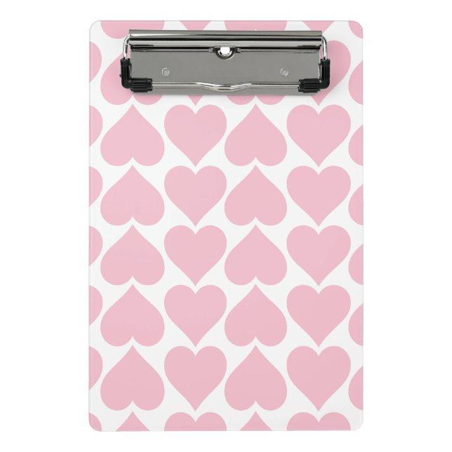 Pink Hearts Pattern, Romantic, Love Mini Clipboard (Front)