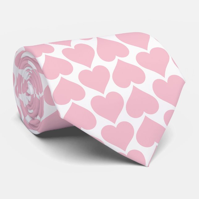 Pink Hearts Pattern, Romantic, Love Neck Tie (Rolled)