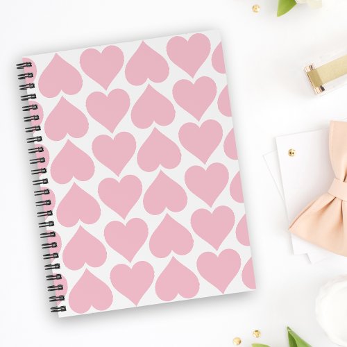 Pink Hearts Pattern Romantic Love Notebook