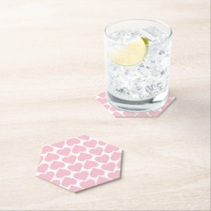 Pink Hearts Pattern, Romantic, Love Paper Coaster