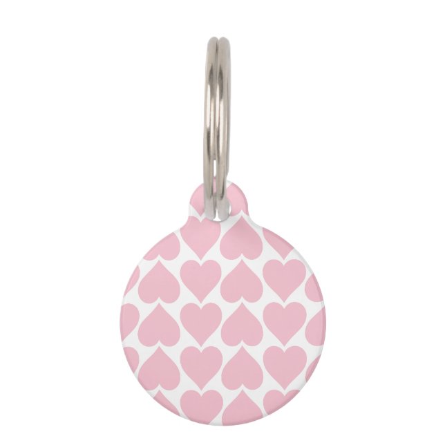 Pink Hearts Pattern, Romantic, Love Pet ID Tag (Front)