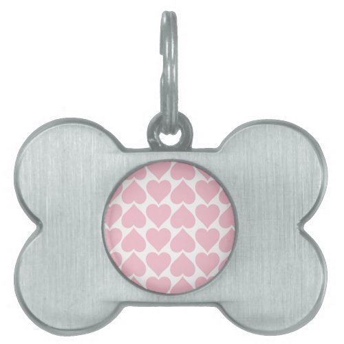 Pink Hearts Pattern Romantic Love Pet ID Tag