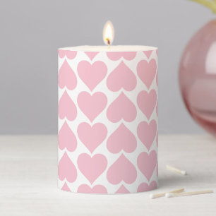 Pink Hearts Pattern, Romantic, Love Pillar Candle