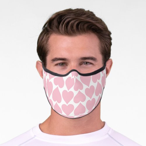 Pink Hearts Pattern Romantic Love Premium Face Mask