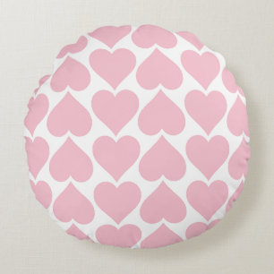 Pink Hearts Pattern, Romantic, Love Round Pillow