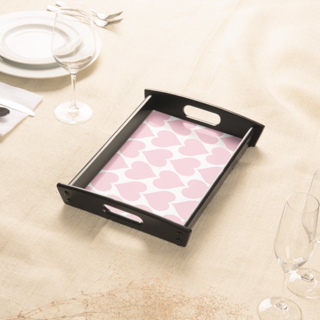 Pink Hearts Pattern, Romantic, Love Serving Tray (Front)