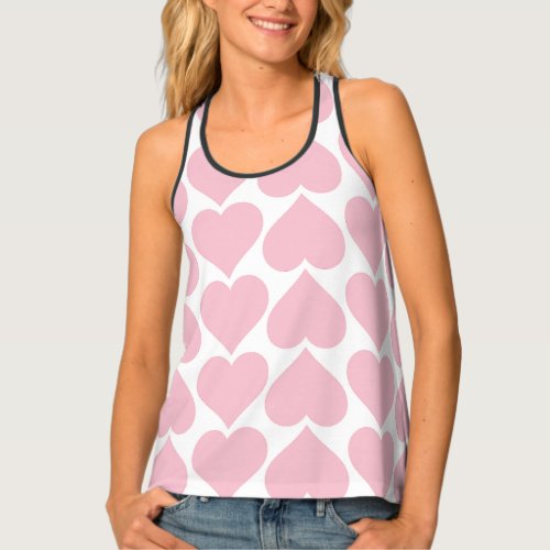 Pink Hearts Pattern Romantic Love Tank Top