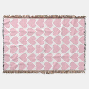 Pink Hearts Pattern, Romantic, Love Throw Blanket