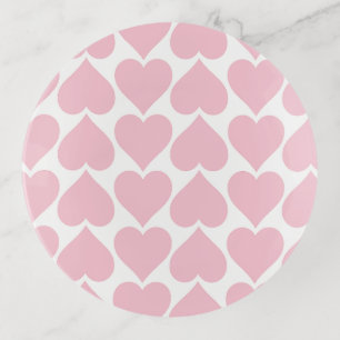 Pink Hearts Pattern, Romantic, Love Trinket Tray