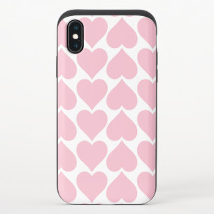 Pink Hearts Pattern, Romantic, Love iPhone XS Slider Case