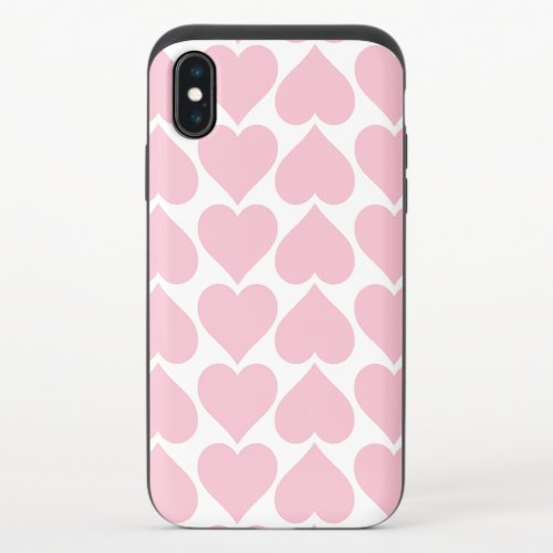 Pink Hearts Pattern Romantic Love iPhone XS Slider Case