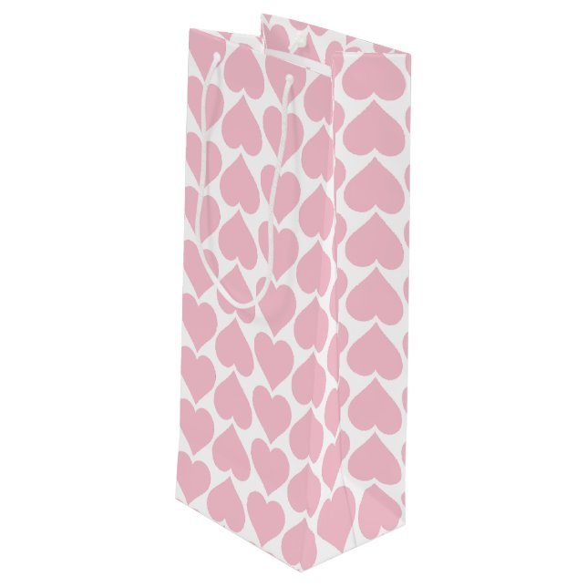 Pink Hearts Pattern, Romantic, Love Wine Gift Bag (Back Angled)