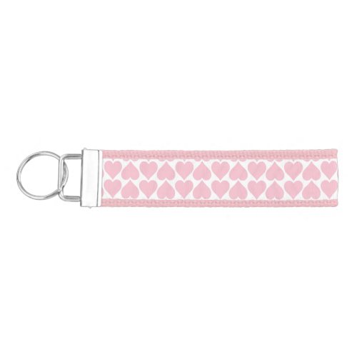 Pink Hearts Pattern Romantic Love Wrist Keychain