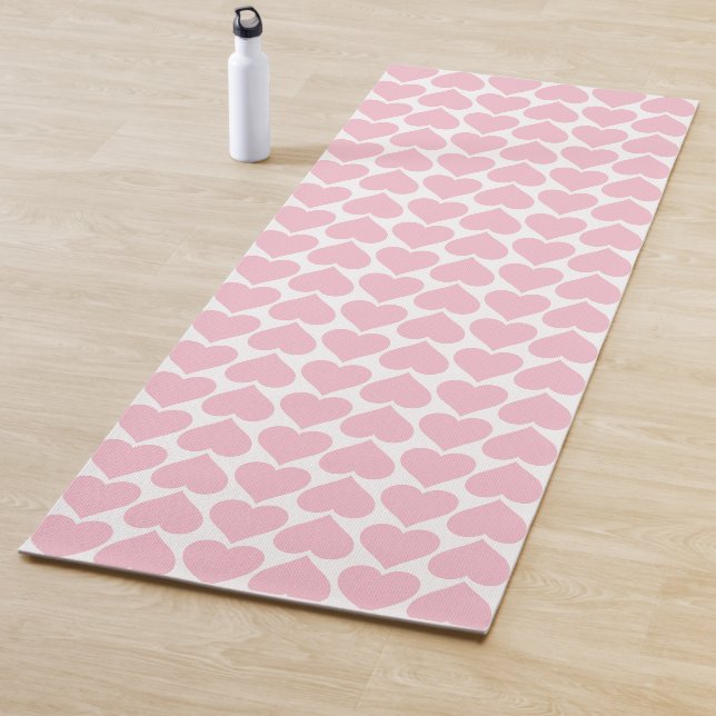 Pink Hearts Pattern, Romantic, Love Yoga Mat (In Situ)