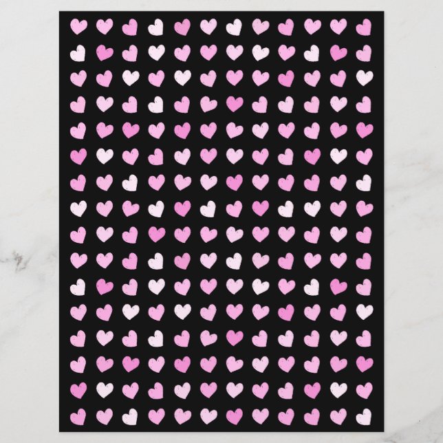 Pink Hearts Pattern Scrapbook Paper (Front)