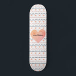 Pink Hearts Pattern  Skateboard<br><div class="desc">Cute pink and charcoal gray heart and squiggles pattern girly skateboard. A great gift for your daughter or granddaughter.</div>