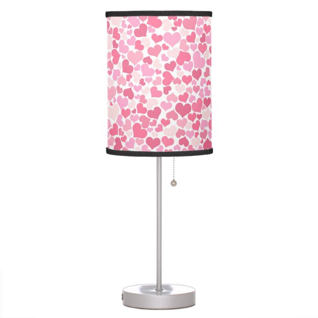 Pink Hearts Pattern - Table Lamp