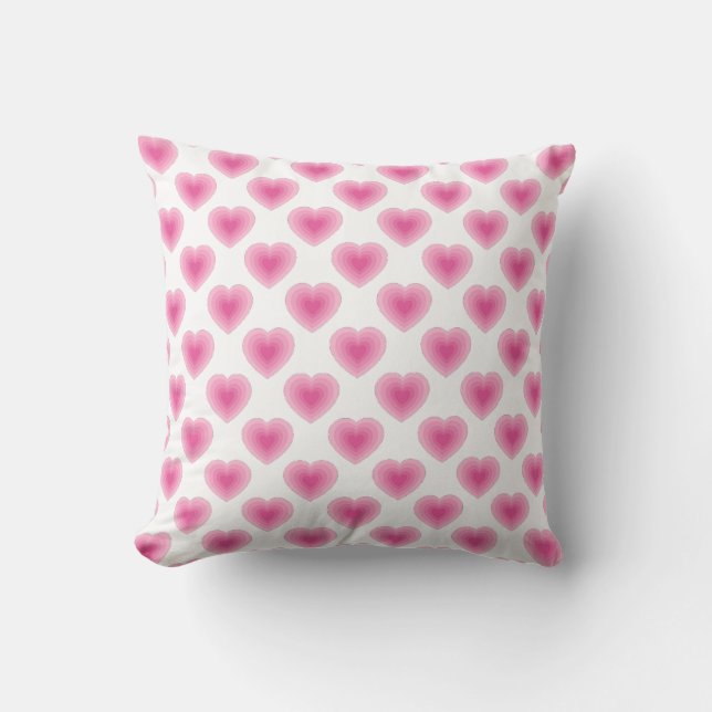 Pink Hearts Pattern Throw Pillow (Front)