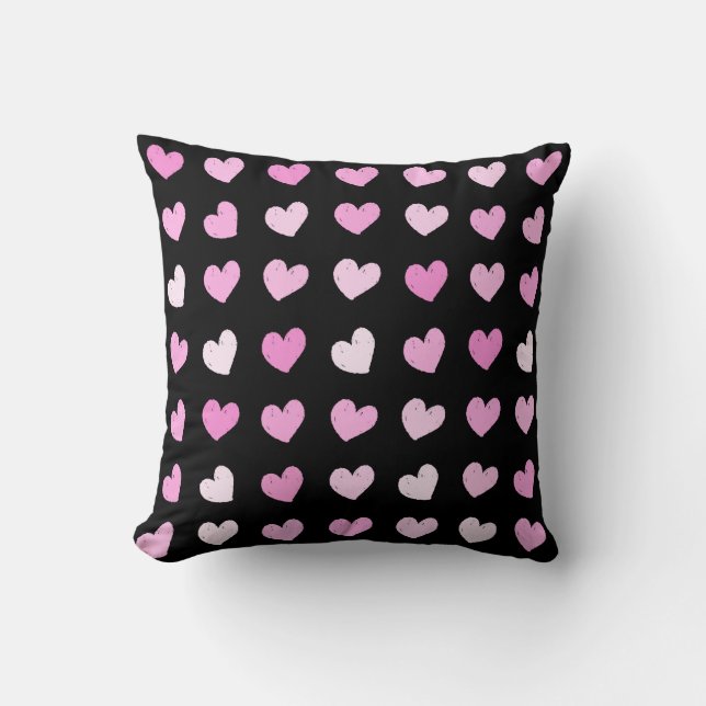 Pink Hearts Pattern Throw Pillow (Front)