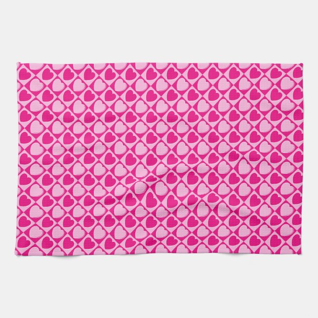 Pink hearts pattern towel (Horizontal)