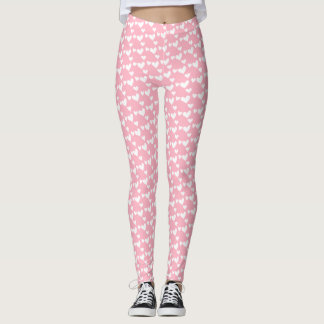 Pink Hearts Pattern Valentine Day Leggings