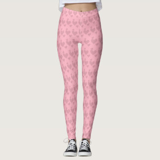 Pink Hearts Pattern Valentine Day Leggings