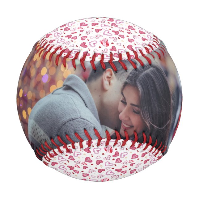 Pink Hearts Pattern Valentine's Day Baseball (Front)