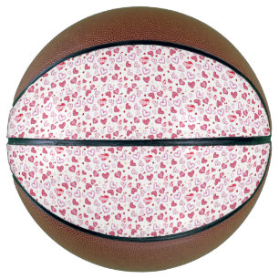 Pink Hearts Pattern Valentine's Day Basketball