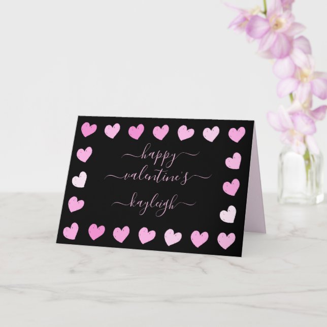 Pink Hearts Pattern Valentine's Day Greeting Card (Orchid)