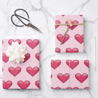 Pink Hearts Pattern Valentine's Day Theme Wrapping Paper Sheets