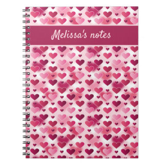 Pink Hearts Pattern With Custom Text Notebook