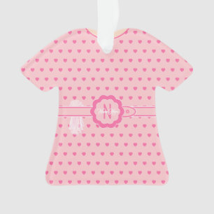 Pink Hearts Peach and Pink Dress Figurine TShirt Ornament