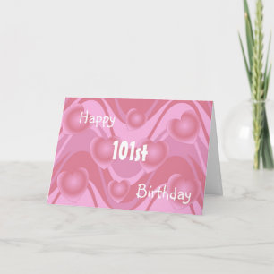 Pink Hearts Personalised 101st Birthday Card