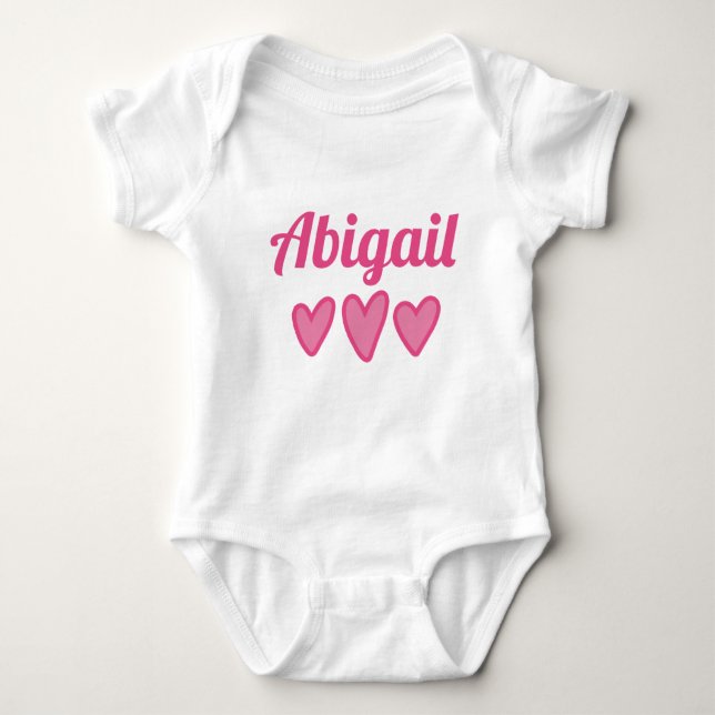 Pink Hearts Personalized Baby Bodysuit (Front)
