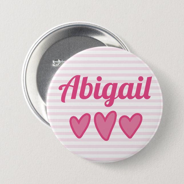 Pink Hearts Personalized  Button (Front & Back)