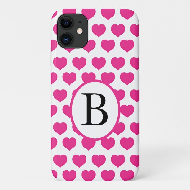 Pink Hearts Personalized Case-Mate iPhone Case (Back)