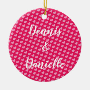Pink Hearts Personalized Ceramic Ornament