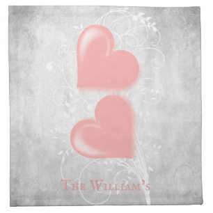 Pink Hearts Personalized Cloth Napkin