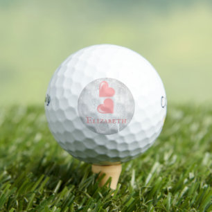 Pink Hearts Personalized Golf Balls
