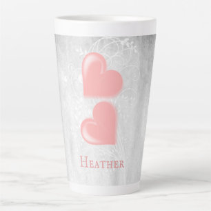 Pink Hearts Personalized Latte Mug