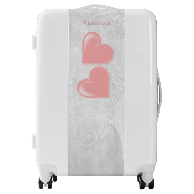 Pink Hearts Personalized Luggage (Front)