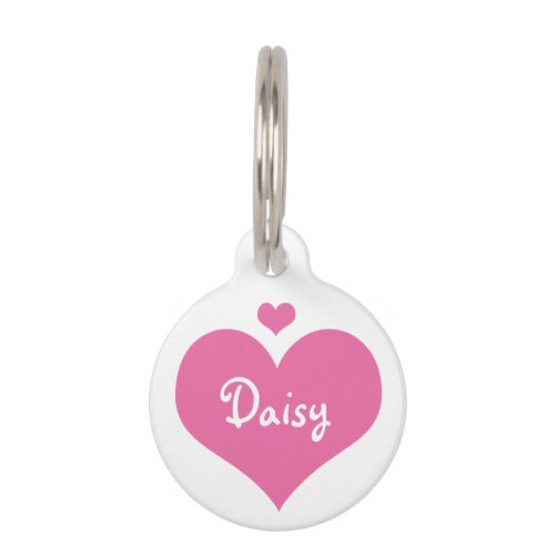Pink Hearts Personalized Name Pet ID Tag