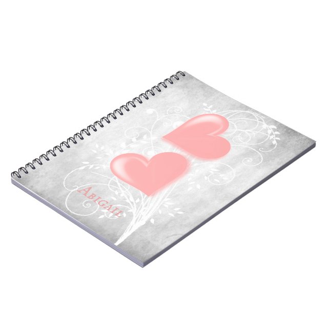 Pink Hearts Personalized Notebook (Left Side)