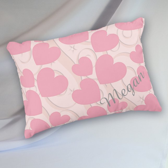 Pink Hearts Personalized Valentine Decorative Pillow (Creator Uploaded)