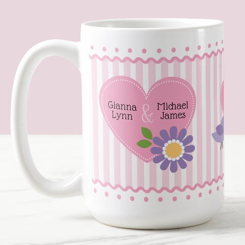 Pink Hearts Personalized Valentines Day Coffee Mug
