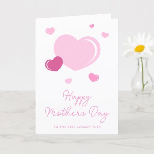 Pink Hearts Photo Happy Mothers Day Card