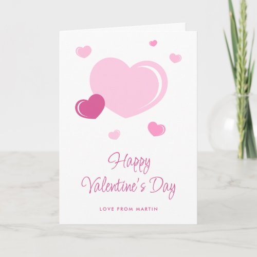 Pink Hearts Photo Happy Valentines Day Card