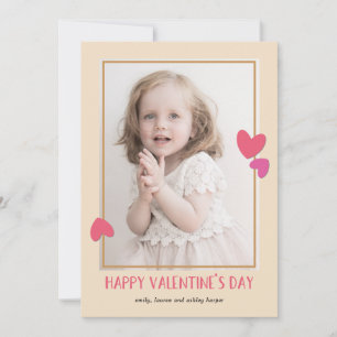 Pink Hearts Photo Valentines Day Card