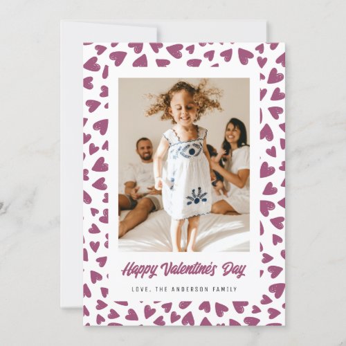 Pink Hearts Photo Valentines Day Card