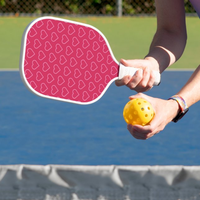 Pink Hearts Pickleball Paddle - Custom Colors (Insitu)